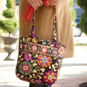 Vera Bradley Holiday Tote Purse Bag Shopper Suzani Quilted Cotton Fabric EUC